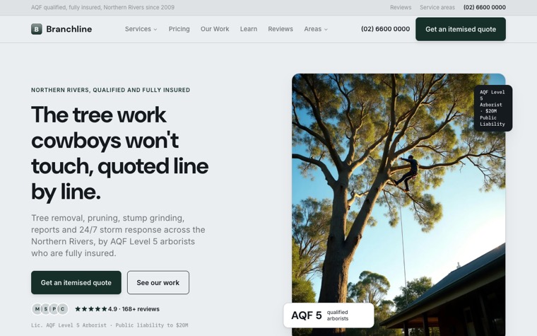 Branchline Tree Care home page