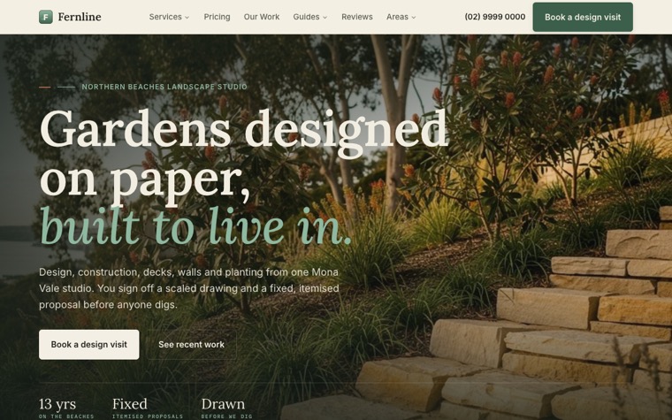 Fernline Landscapes & Design home page