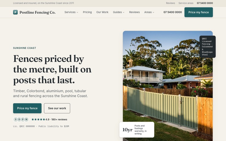Postline Fencing Co. home page