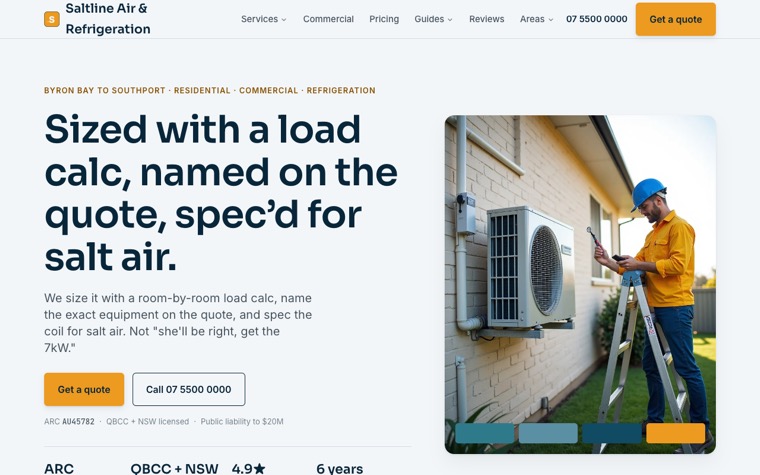 Saltline Air & Refrigeration home page