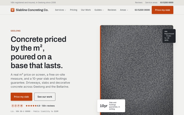 Slabline Concreting Co. home page